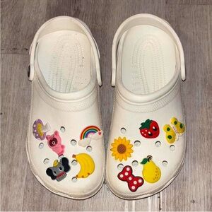 white crocs ( jibbitz included ) !